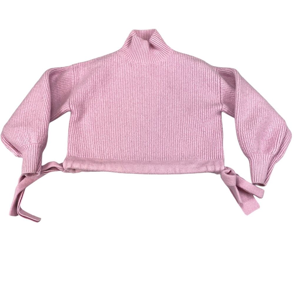 PAPER LONDON Womens‎ XS Pink Wool Cropped Mock Neck Pullover Sweater